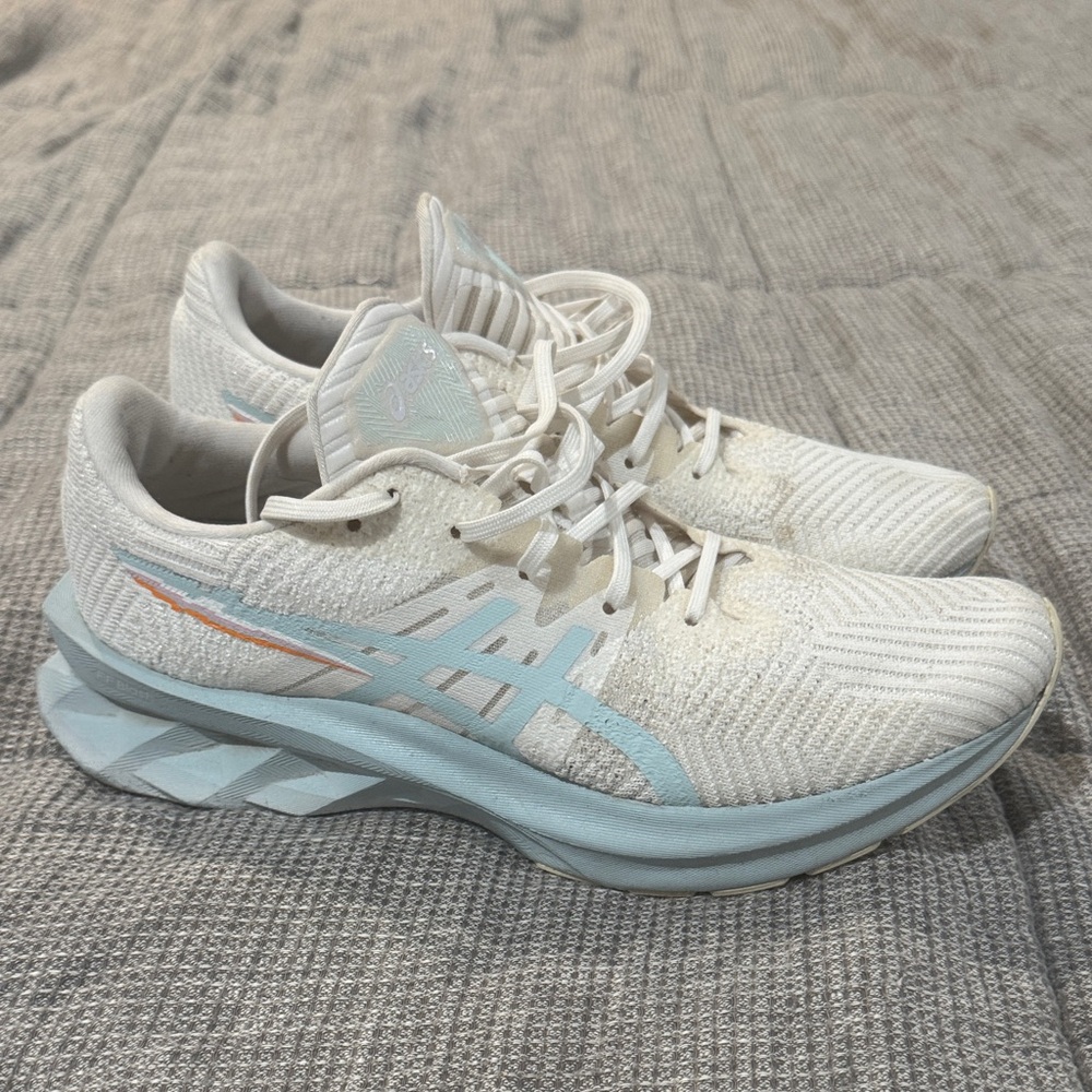 ASICS Women's White and Light Blue Athletic Shoes